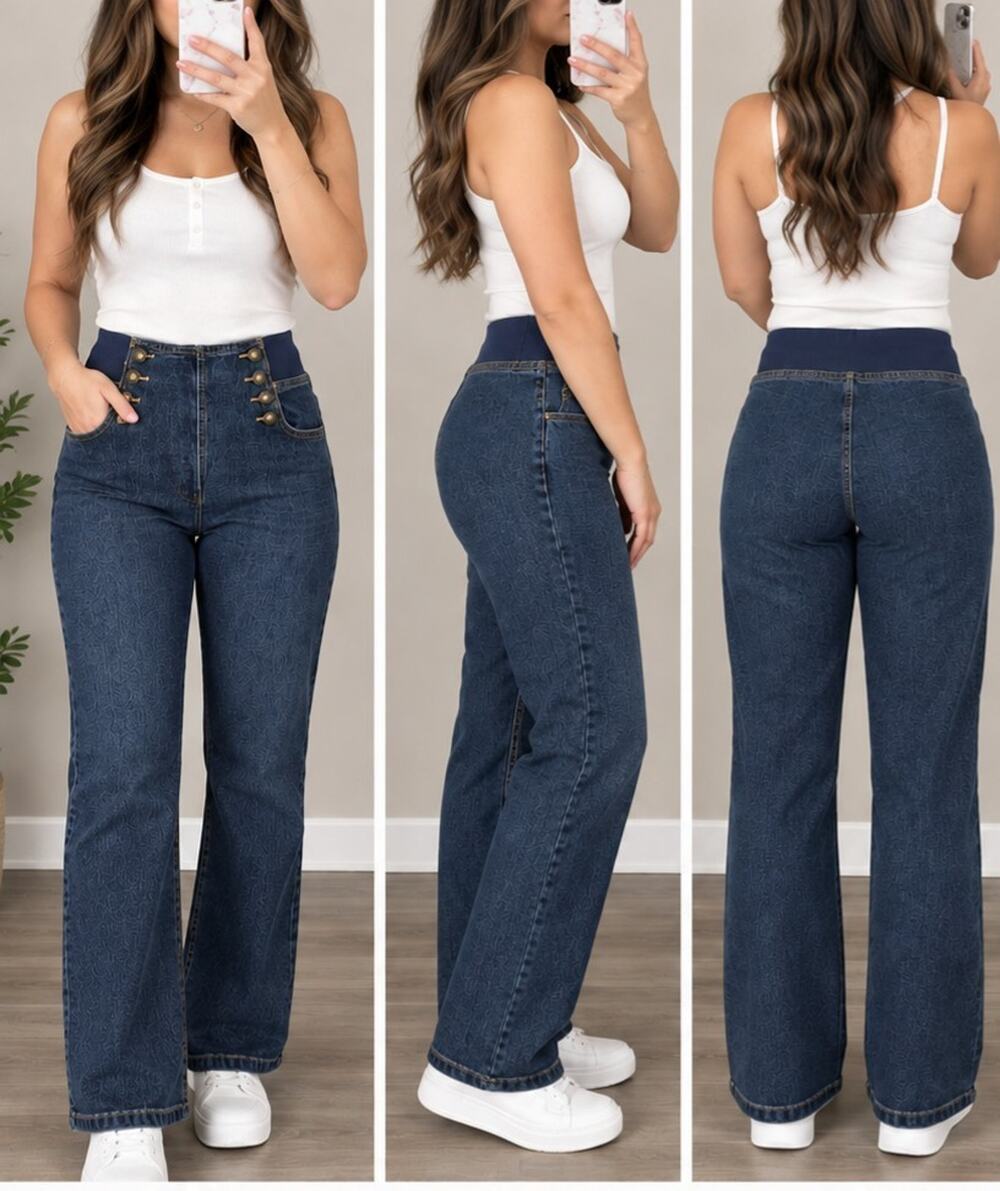 DG2 by Diane Gilman Sailor-Style Stretch Pull-on Jeans - Women’s Medium